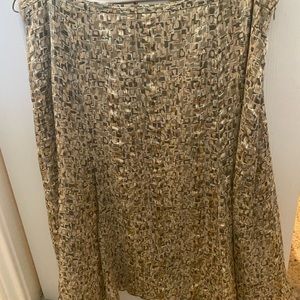 Talbots silk skirt kaki and cream
